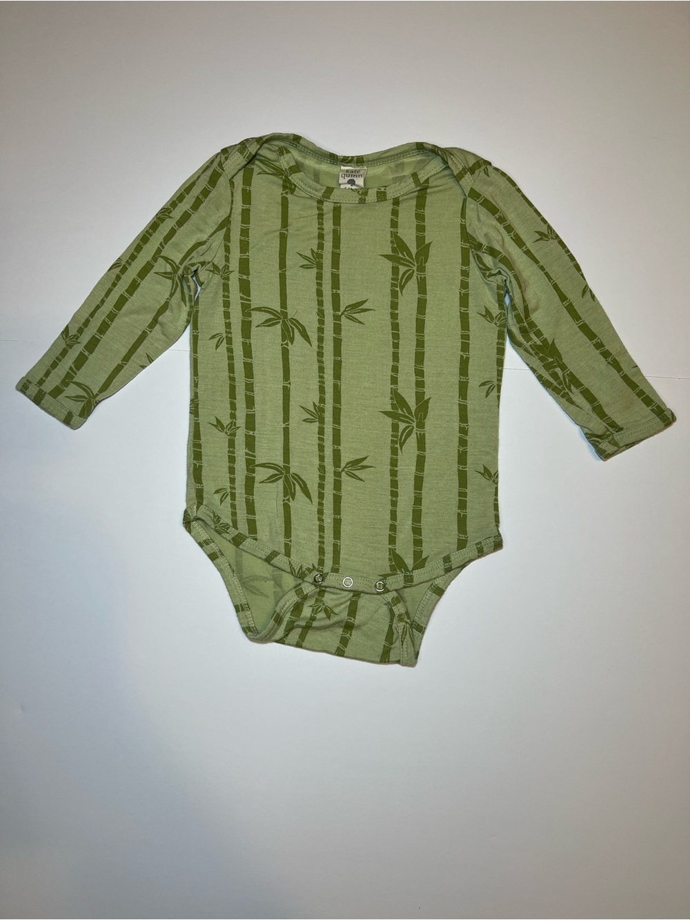 kate quinn Long-Sleeve Bamboo Print Bodysuit - Light Green‎